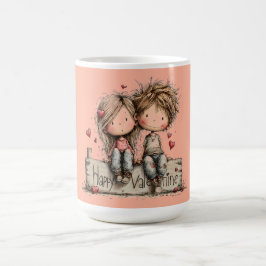 Taza De Café Happy Valentine Bench Duo