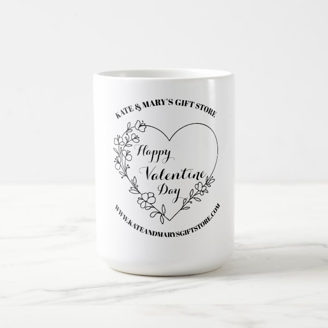 Taza De Café Happy Valentine's Day Business Name Website (Centro)