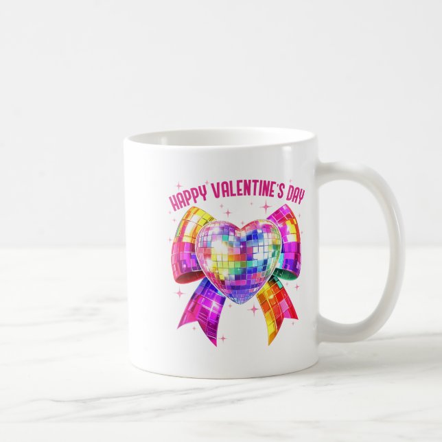 Taza De Café Happy Valentine's Day Coquette Disco Ball Heart Gi (Derecha)