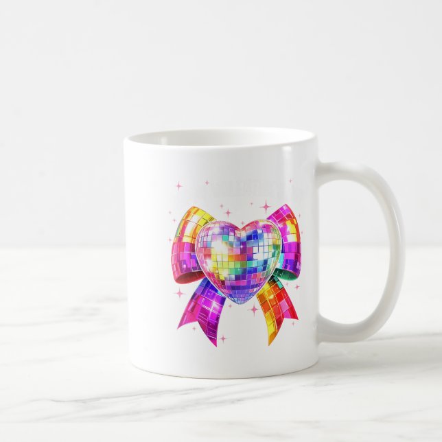 Taza De Café Happy Valentine's Day Coquette Disco Ball Heart Gi (Derecha)