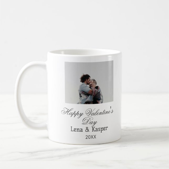Taza De Café Happy Valentine's day couple photo modern simple t (Izquierda)
