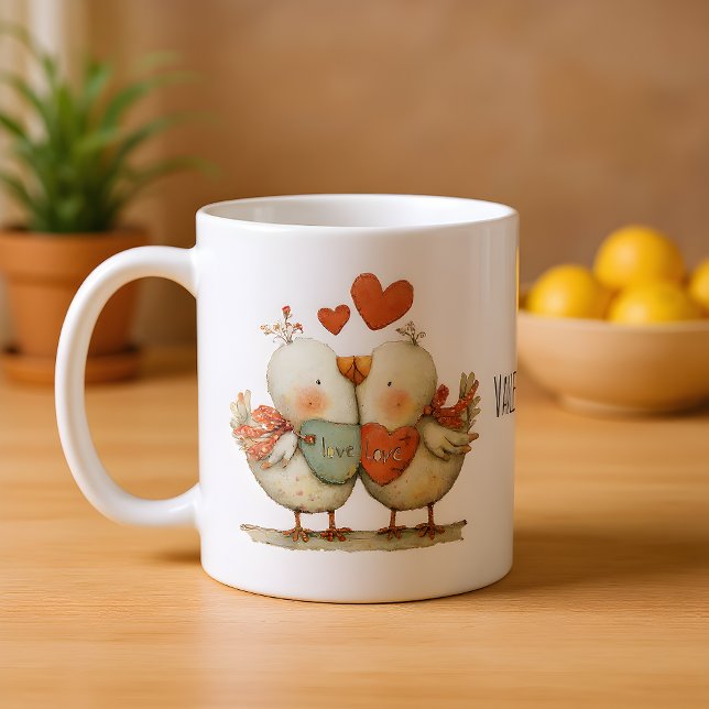 Taza De Café Happy Valentine's Day Cute Love Birds (Subido por el creador)