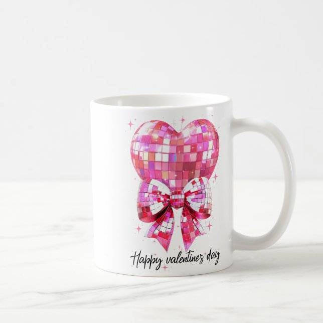 Taza De Café Happy Valentine's Day Funny Coquette Disco Ball He (Derecha)