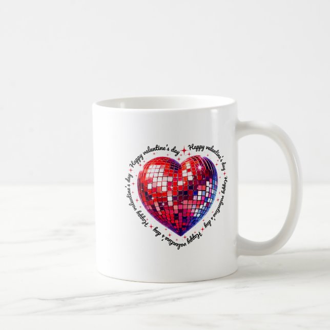 Taza De Café Happy Valentine's Day Funny Coquette Red Disco Bal (Derecha)