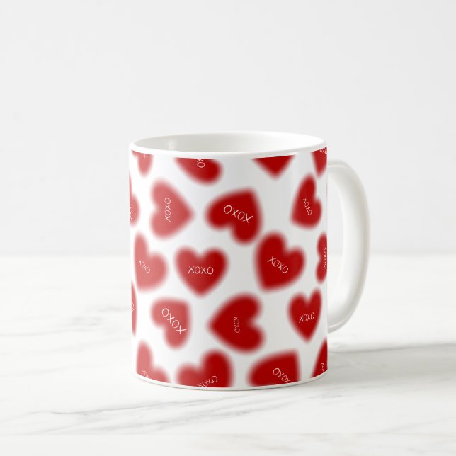 Taza De Café Happy Valentines Day Hugs and Kisses Modern  (Anverso derecho)