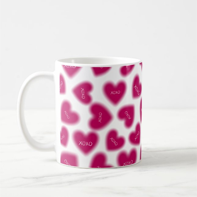 Taza De Café Happy Valentines Day Hugs and Kisses Modern  Coffe (Izquierda)