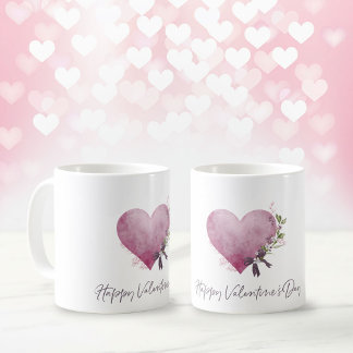 Taza De Café Happy Valentine's Day Mug With Floral Heart