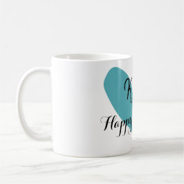 Taza De Café Happy Valentine's day turquoise heart name letter 