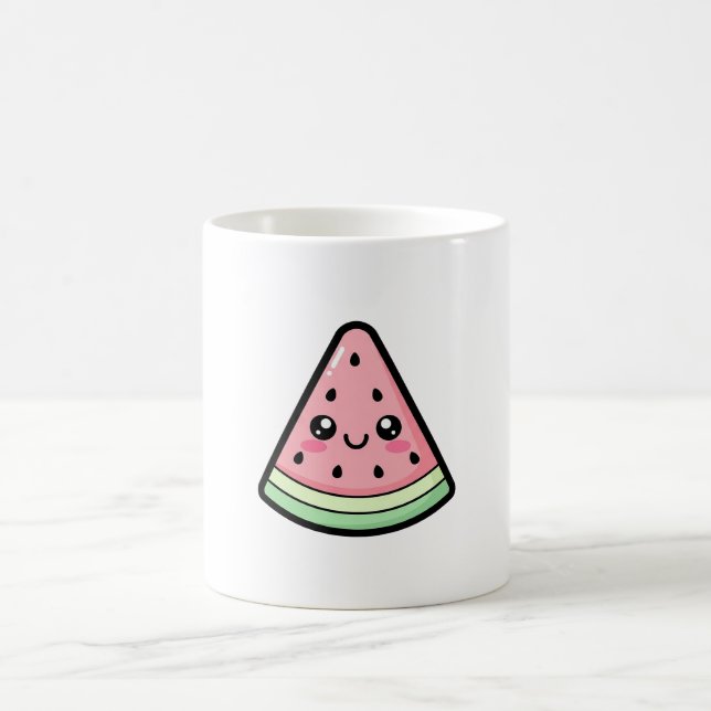 Taza De Café Happy Watermelon – Cute Kawaii Illustration (Centro)