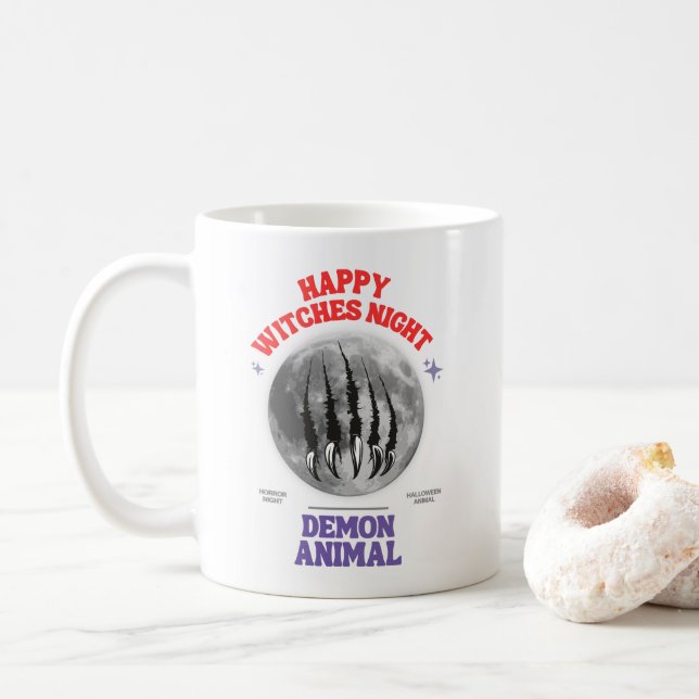 Taza De Café happy witches night demon animal (Con donut)