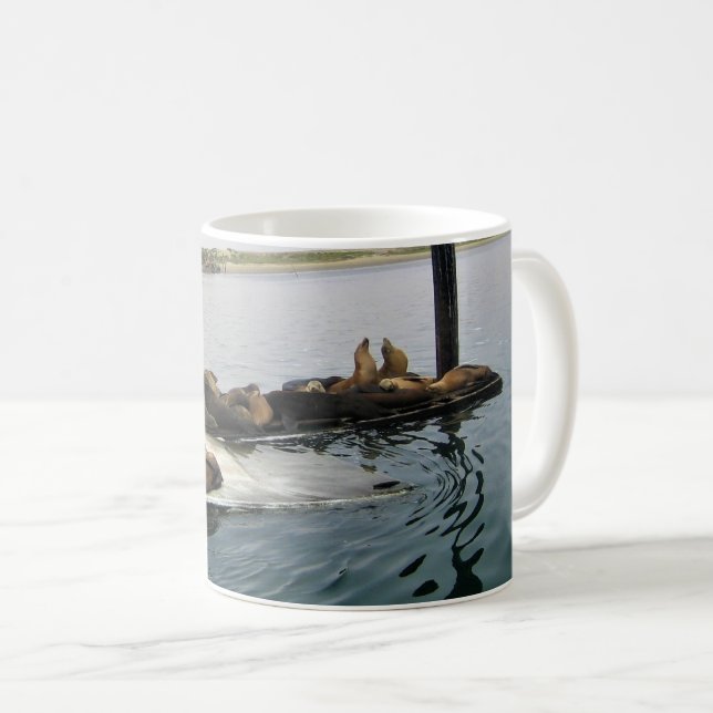 Taza De Café Harbour Seals, Morro Bay, California (Anverso derecho)