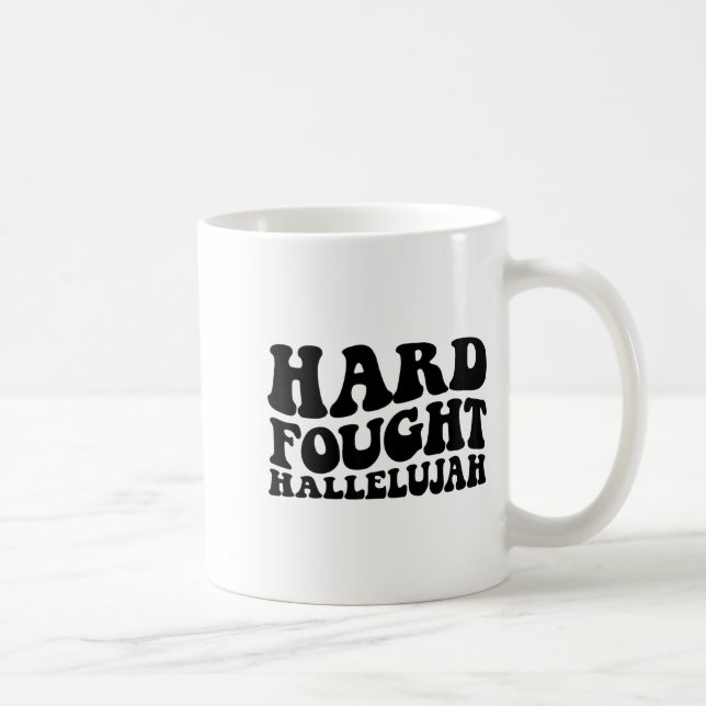 Taza De Café Hard Fought Hallelujah Retro Jesus  (Derecha)