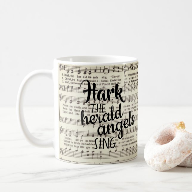 Taza De Café Hark, el canto de los Herald Angels (Con donut)