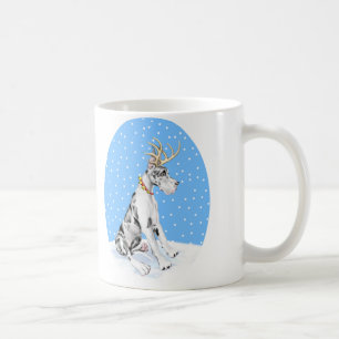 Taza De Café Harlequin del navidad del reno de great dane