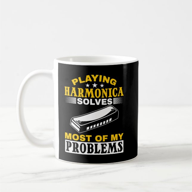 Taza De Café Harmonica Lover Jugando A Harmonica Resuelve La Ma (Izquierda)