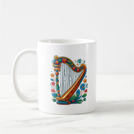 Taza De Café Harp Folk Art Mug