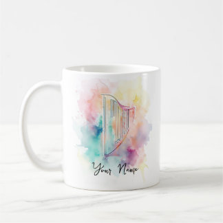 Taza De Café Harp Mug de acuarela personalizada