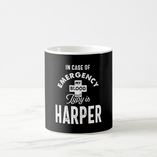 Taza De Café Harper Nombre Personalizado Regalo de Cumpleaños (Centro)