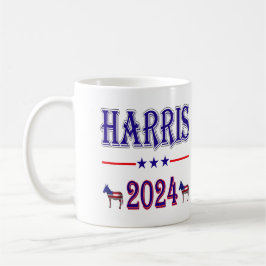 Taza De Café Harris 2024 Pres Democrat Donkeys Bandera de Estad