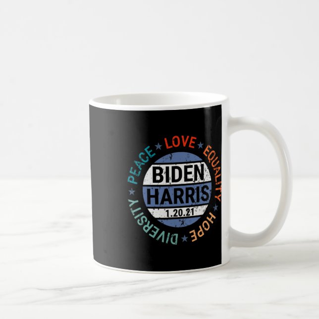 Taza De Café Harris Peace Love Equality Hope Diversity enero (Derecha)