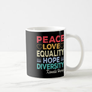 Taza De Café Harris Peace Love Equality Hope Diversity Retro