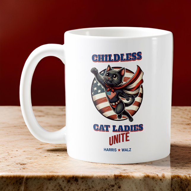 Taza De Café Harris Walz Hero Cat Childless Cat Ladies Une (Harris Walz Hero Cat Childless Cat Ladies Unite Coffee Mug)