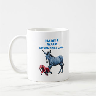 Taza De Café Harris/Walz, vota azul, elefante de burro, eleccio