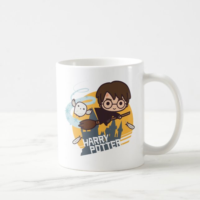 Taza De Café Harry de dibujos animados y Hedwig volando más all (Derecha)