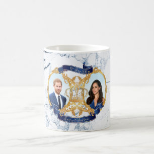 Taza De Café Harry+Meghan Mármol Azul Medianoche