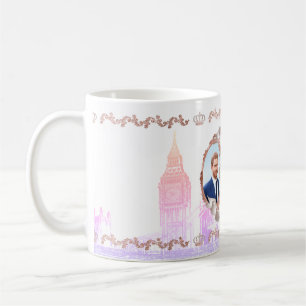 Taza De Café Harry+Meghan oro rosa/color de fondo personalizado