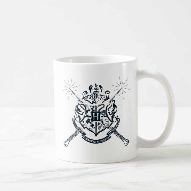 Taza De Café Harry Potter | Escudo Hogwarts Crossed Wands (Derecha)