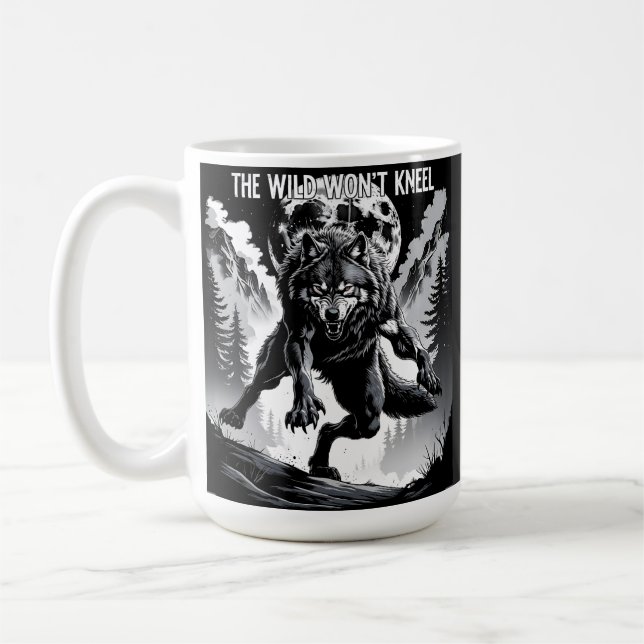 Taza De Café Hasta la luna teme mi silencio" - Wolf Cita Mug (Izquierda)