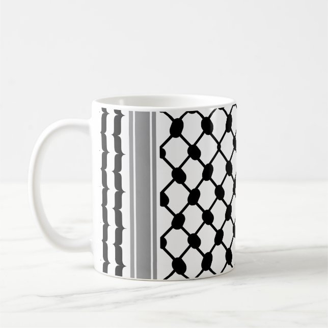 Taza De Café Hatta Keffiyeh Kufiya Folk Palestino (Patrón 2) (Izquierda)