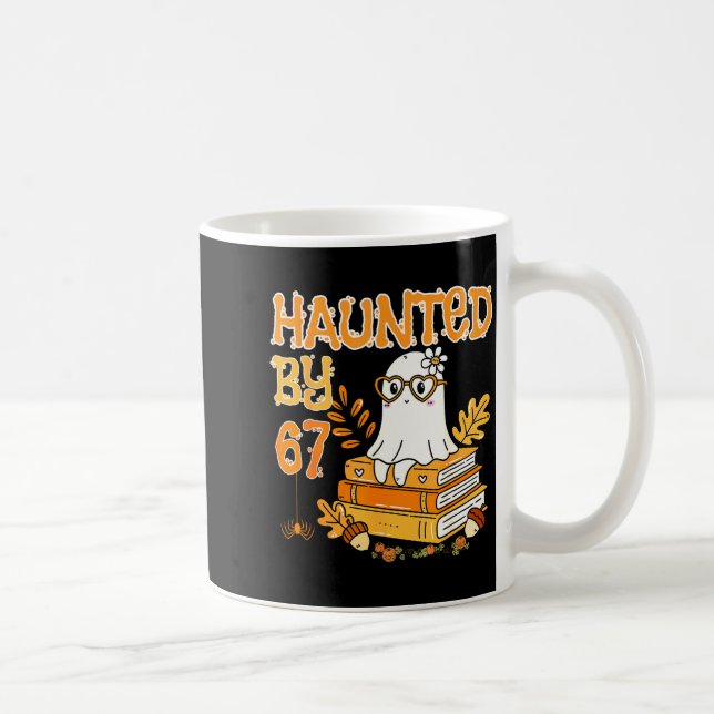 Taza De Café Haunted By 67 Funny Reading Ghost And Pumpkin Hall (Derecha)