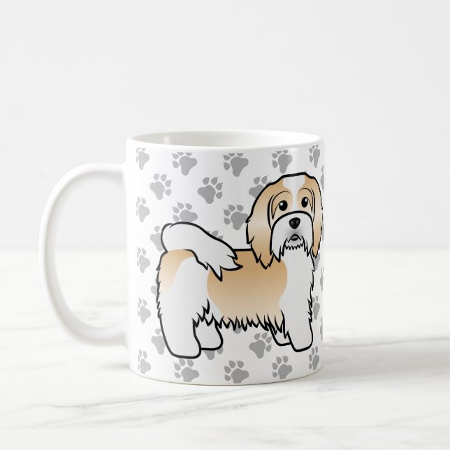 Taza De Café Havanés marrón claro y blanco Perro de dibujos ani (Izquierda)