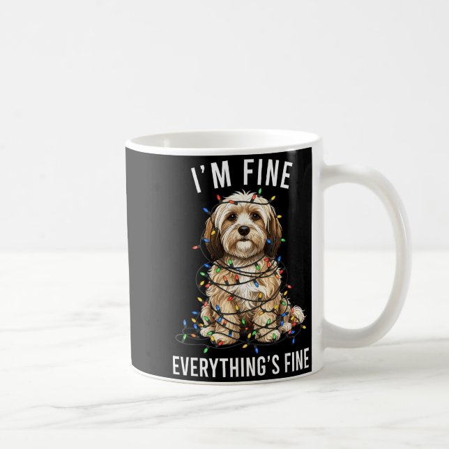 Taza De Café Havanese Christmas I'm Fine Everything Is Fine  (Derecha)