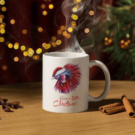 Taza De Café Have a Betta Christmas Funny Santa Fish Lover Pun