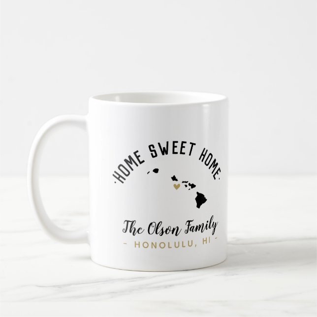 Taza De Café Hawái Hogar Dulce Familia Monograma Mug (Izquierda)