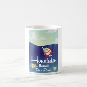 Taza De Café Hawaii, afiche de viaje del Personalizado honolulu