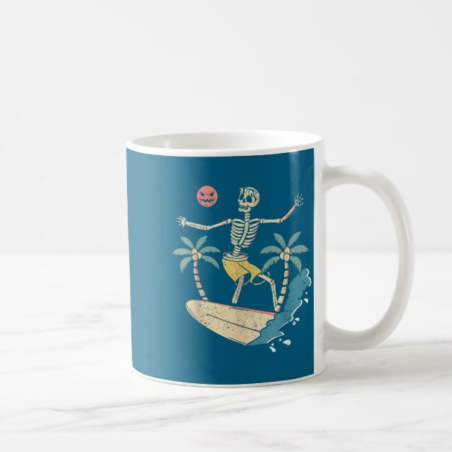 Taza De Café Hawaii Surfer Skeleton Halloween Beach Y Soky Surf (Derecha)