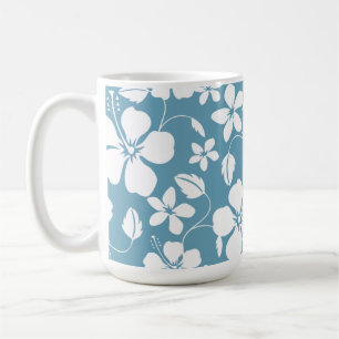 TAZA DE CAFÉ HAWAIIAN HULA (HIBISCUS) AZUL RETRASO