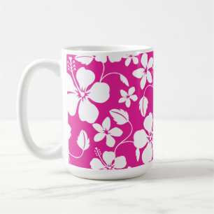 TAZA DE CAFÉ HAWAIIAN HULA (HIBISCUS) BARRO DE CAFÉ ROSA