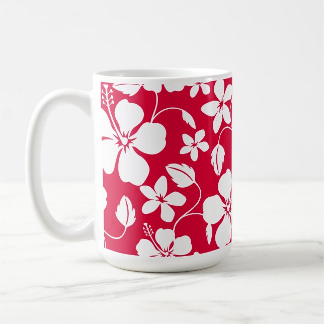 TAZA DE CAFÉ HAWAIIAN HULA (HIBISCUS) ROJO CAFÉ MUG (Izquierda)