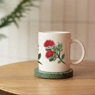 Taza De Café Hawaiian Red Lehua Tropical Flower Watercolor