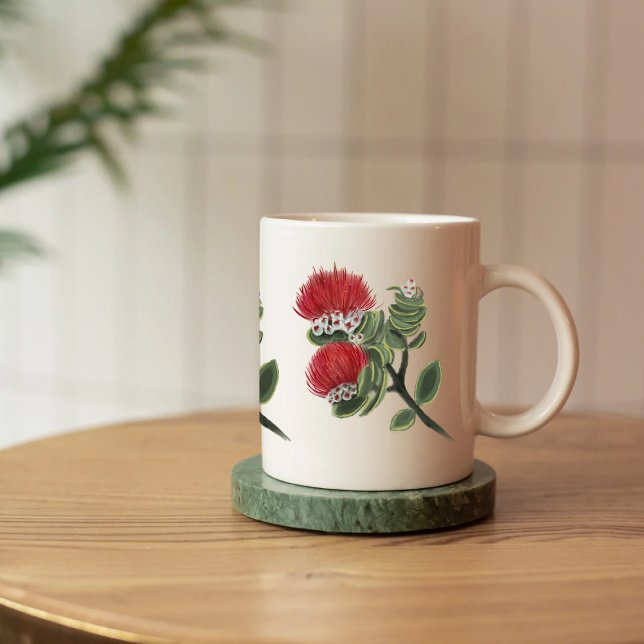 Taza De Café Hawaiian Red Lehua Tropical Flower Watercolor  (Subido por el creador)