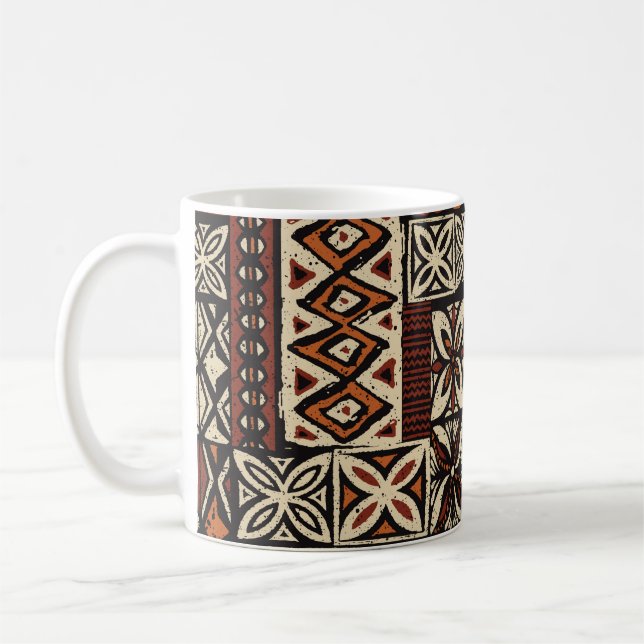 Taza De Café Hawaiian style tapa tribal fabric abstract patchwo (Izquierda)