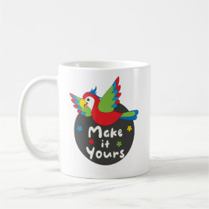 Taza De Café Hazlo suyo Kawaii divertido loro colorido volando