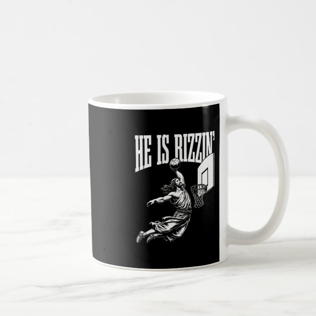 Taza De Café He Is Rizzin Funny Easter Rizz Meme Sketll  (Derecha)