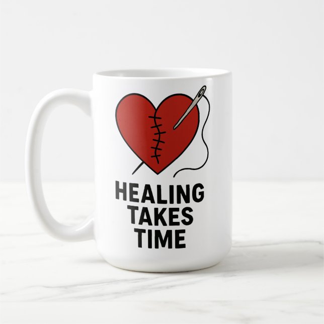 Taza De Café Healing Takes Time Mental Health Support  (Izquierda)
