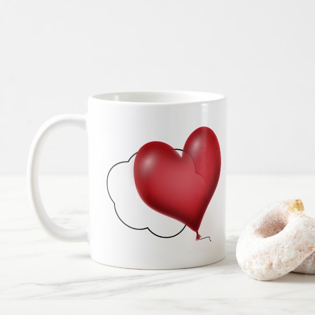 Taza De Café Heart Balloons and Clouds Love (Con donut)